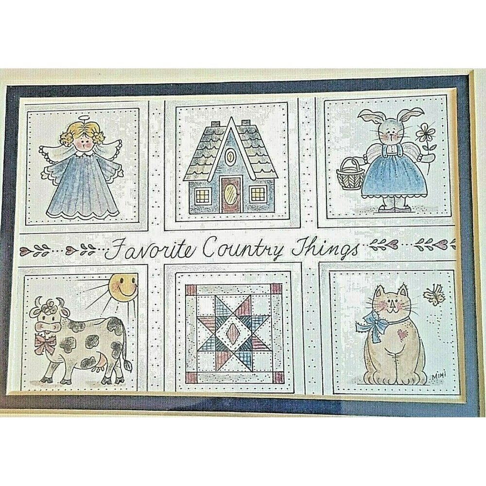 Country Wall‎ Plaque Picture Matted Glass Angel Cat Cow Favorite Country Things